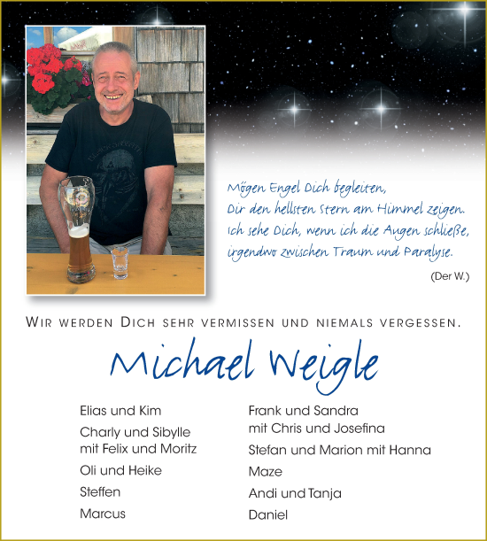 Traueranzeige von Michael Weigle von Geislinger Zeitung