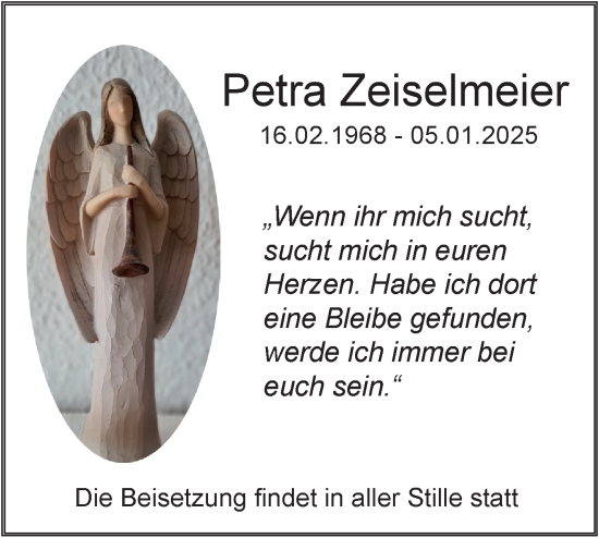 Traueranzeige von Petra Zeiselmeier von Schwäbische Tagblatt