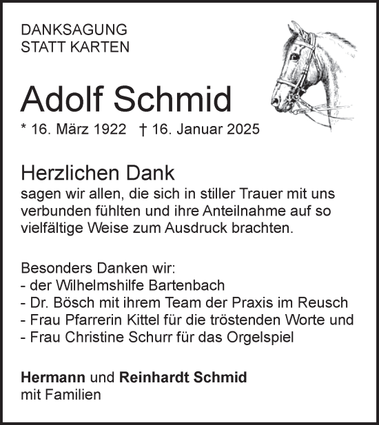 Traueranzeige von Adolf Schmid von NWZ Neue Württembergische Zeitung