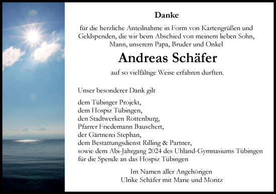 Traueranzeige von Andreas Schäfer von Schwäbische Tagblatt