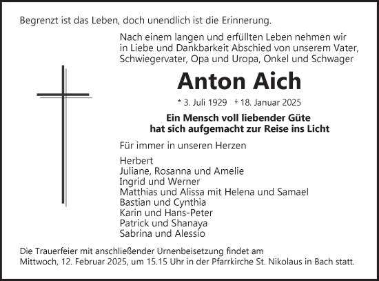 Traueranzeige von Anton Aich von SÜDWEST PRESSE Ausgabe Ulm/Neu-Ulm