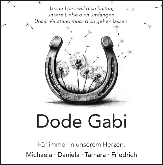 Traueranzeige von Dode Gabi  von Alb-Bote/Metzinger-Uracher Volksblatt