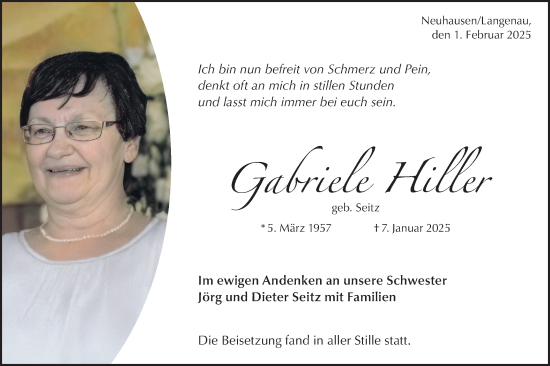 Traueranzeige von Gabriele Hiller von Alb-Bote/Metzinger-Uracher Volksblatt