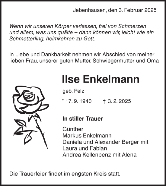 Traueranzeige von Ilse Enkelmann von NWZ Neue Württembergische Zeitung