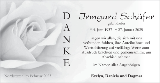 Traueranzeige von Irmgard Schäfer von Neckar-Chronik