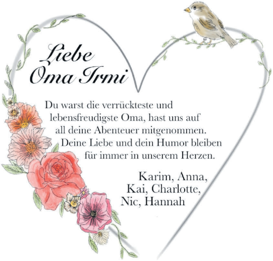 Traueranzeige von Irmi  von Rundschau Gaildorf