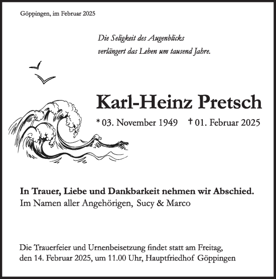 Traueranzeige von Karl-Heinz Pretsch von NWZ Neue Württembergische Zeitung