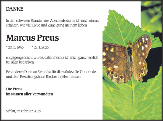 Traueranzeige von Marcus Preus von NWZ Neue Württembergische Zeitung/Geislinger Zeitung