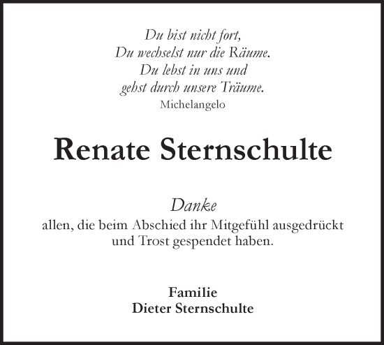 Traueranzeige von Renate Sternschulte von Geislinger Zeitung