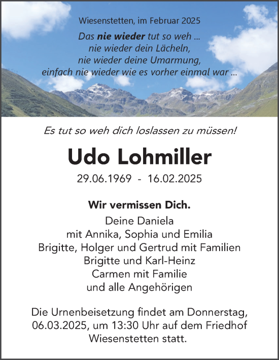 Traueranzeige von Udo Lohmiller von Neckar-Chronik