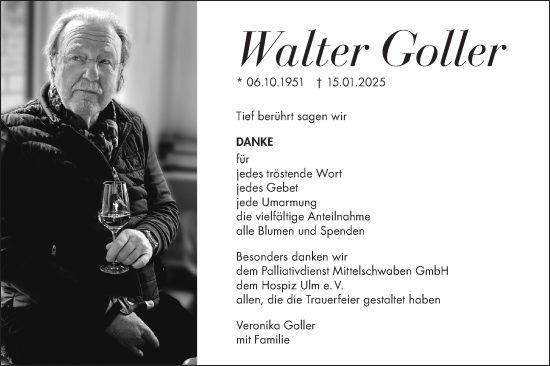 Traueranzeige von Walter Goller von SÜDWEST PRESSE Ausgabe Ulm/Neu-Ulm