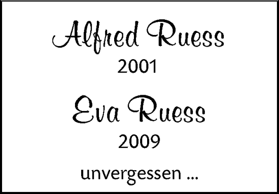 Traueranzeige von Eva Ruess von SÜDWEST PRESSE Ausgabe Ulm/Neu-Ulm
