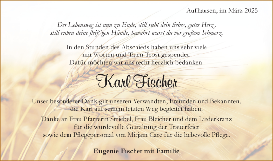 Traueranzeige von Karl Fischer von Geislinger Zeitung