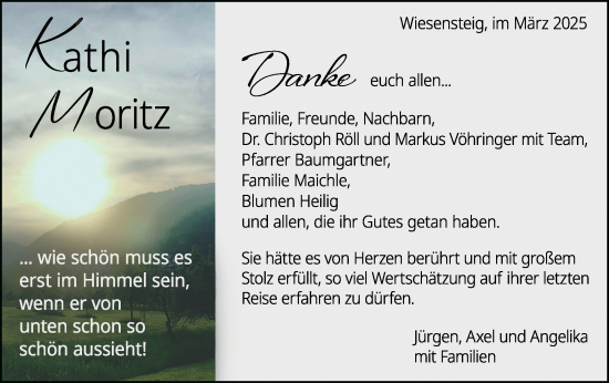 Traueranzeige von Katharina Moritz von Geislinger Zeitung