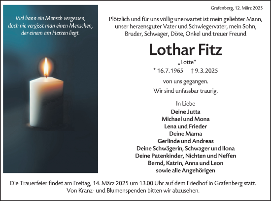 Traueranzeige von Lothar Fitz von Alb-Bote/Metzinger-Uracher Volksblatt