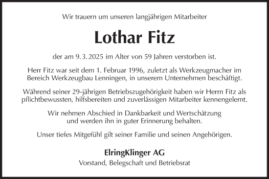 Traueranzeige von Lothar Fitz von Alb-Bote/Metzinger-Uracher Volksblatt