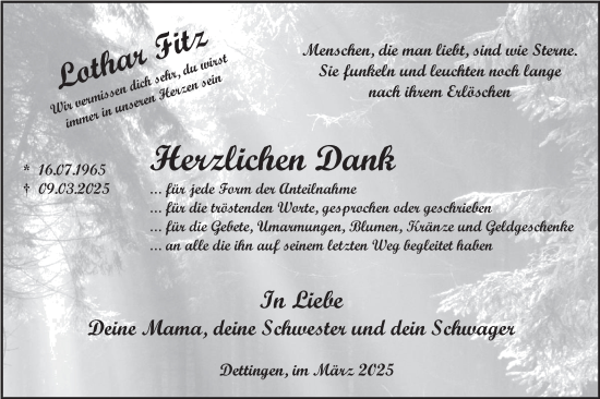 Traueranzeige von Lothar Fitz von Alb-Bote/Metzinger-Uracher Volksblatt