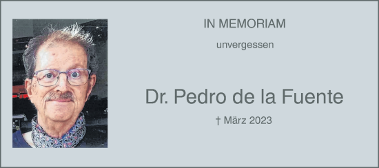 Traueranzeige von Pedro de la Fuente von SÜDWEST PRESSE Ausgabe Ulm/Neu-Ulm