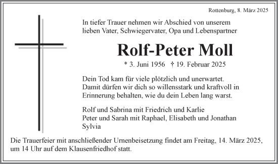 Traueranzeige von Rolf-Peter Moll von Schwäbische Tagblatt