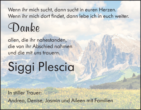 Traueranzeige von Siggi Plescia von SÜDWEST PRESSE Ausgabe Ulm/Neu-Ulm