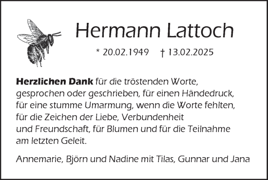 Traueranzeige von Hermann Lattoch von SÜDWEST PRESSE Ausgabe Ulm/Neu-Ulm/Neu-Ulmer Zeitung