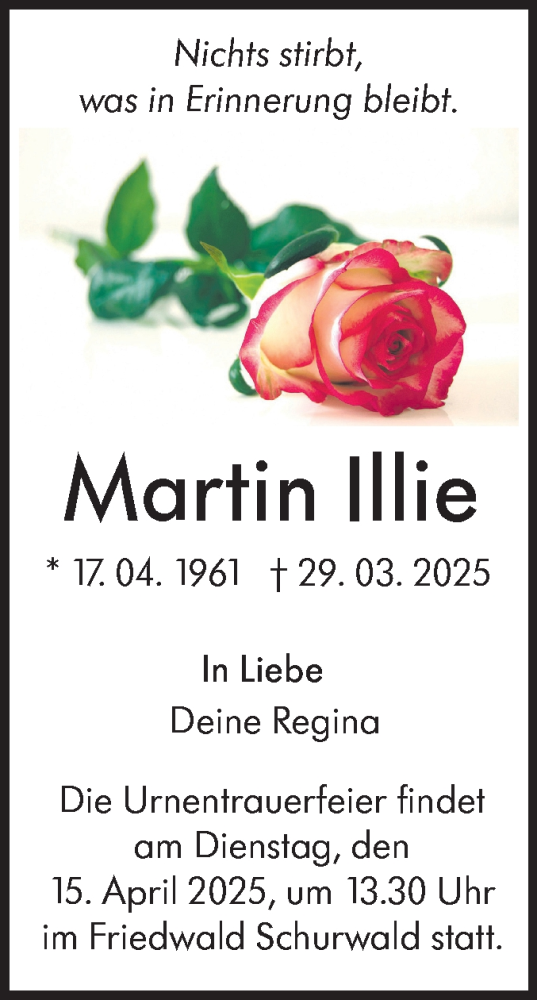Traueranzeige von Martin Illie von NWZ Neue Württembergische Zeitung