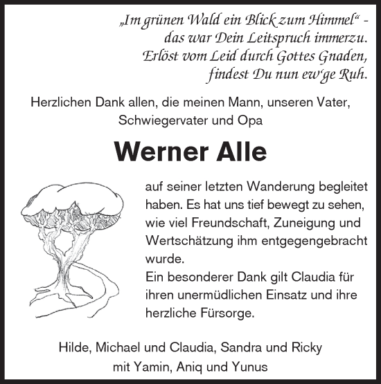 Traueranzeige von Werner Alle von Alb-Bote/Metzinger-Uracher Volksblatt