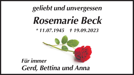 Traueranzeigen von Rosemarie Beck | Südwest Presse Trauer Traueranzeigen von Rosemarie Beck | Südwest Presse Trauer