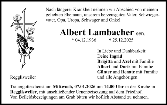 Traueranzeige von Albert Lambacher von SÜDWEST PRESSE Ausgabe Ulm/Neu-Ulm