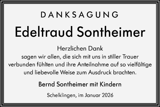 Traueranzeige von Edeltraud Sontheimer von Ehinger Tagblatt