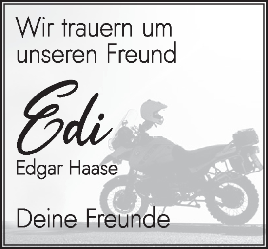 Traueranzeige von Edgar Haase von Geislinger Zeitung