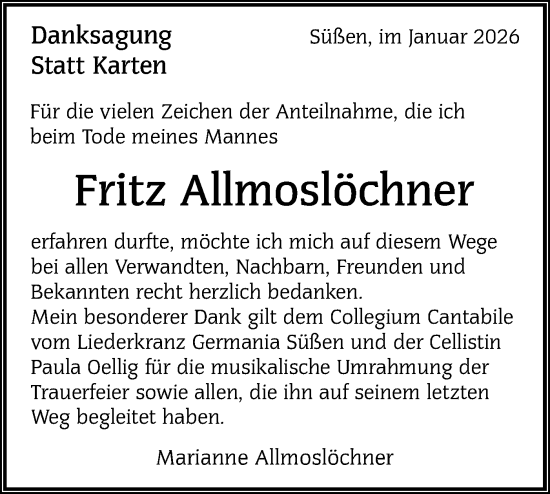 Traueranzeige von Fritz Allmoslöchner von NWZ Neue Württembergische Zeitung