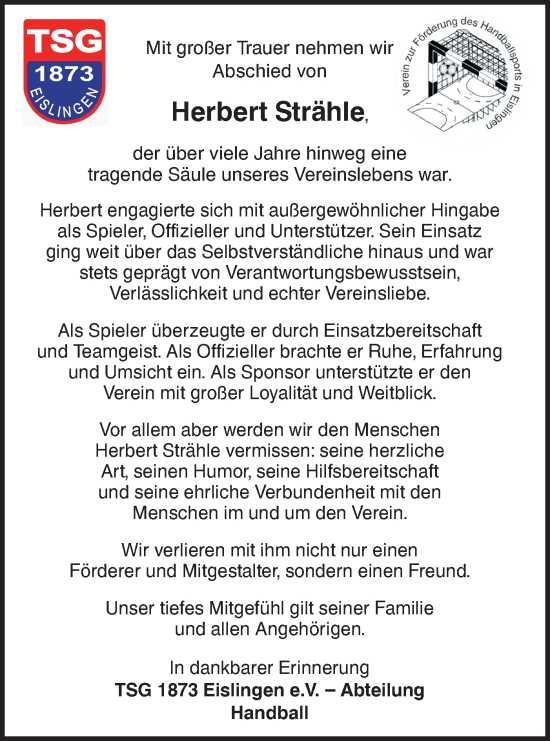 Traueranzeige von Herbert Strähle von NWZ Neue Württembergische Zeitung