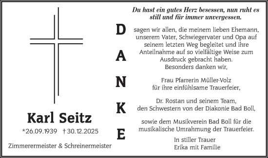Traueranzeige von Karl Seitz von NWZ Neue Württembergische Zeitung
