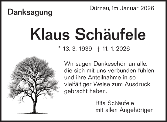Traueranzeige von Klaus Schäufele von NWZ Neue Württembergische Zeitung
