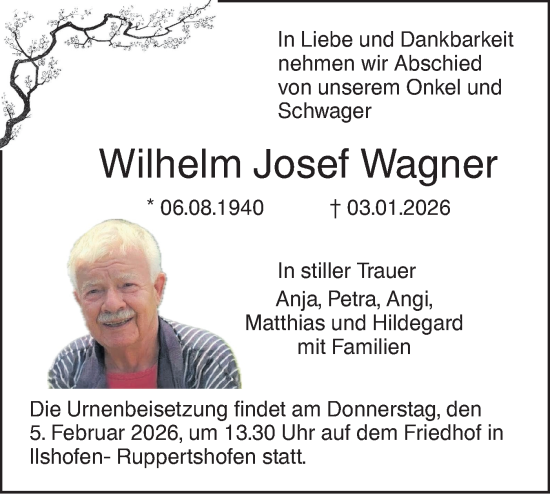 Traueranzeige von Wilhelm Josef Wagner von Hohenloher Tagblatt