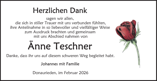 Traueranzeige von Änne Teschner von SÜDWEST PRESSE Ausgabe Ulm/Neu-Ulm/Ehingen
