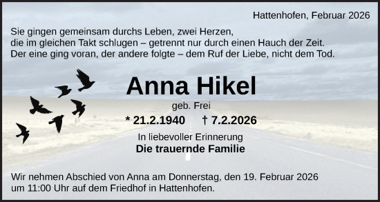 Traueranzeige von Anna Hikel von NWZ Neue Württembergische Zeitung