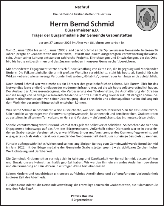 Traueranzeige von Bernd Schmid von Alb-Bote/Metzinger-Uracher Volksblatt