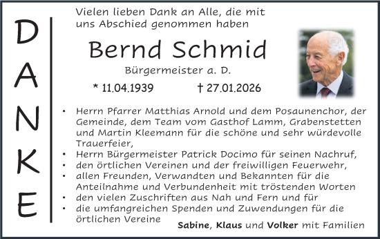 Traueranzeige von Bernd Schmid von Alb-Bote/Metzinger-Uracher Volksblatt