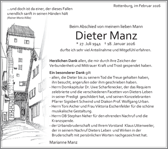 Traueranzeige von Dieter Manz von Schwäbische Tagblatt