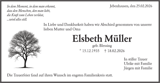 Traueranzeige von Elsbeth Müller von NWZ Neue Württembergische Zeitung