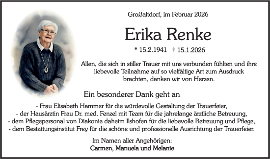 Traueranzeige von Erika Renke von Haller Tagblatt