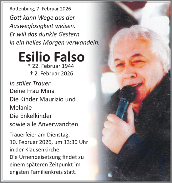 Traueranzeige von Esilio Falso von Schwäbische Tagblatt