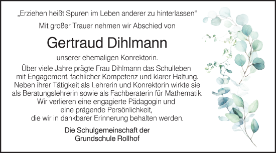 Traueranzeige von Gertraud Dihlmann von Haller Tagblatt