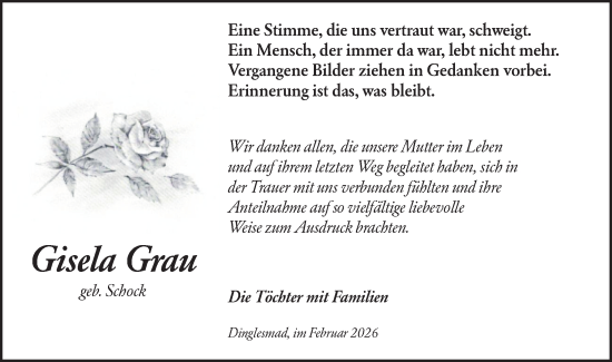 Traueranzeige von Gisela Grau von Rundschau Gaildorf