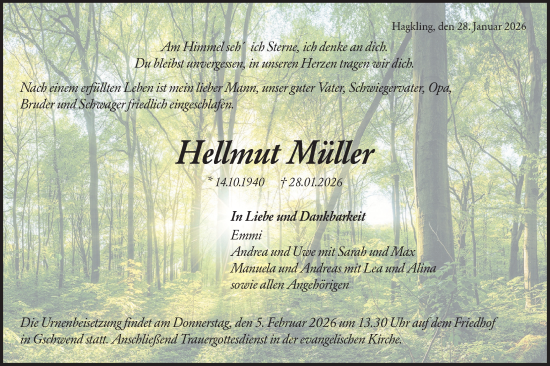 Traueranzeige von Hellmut Müller von Rundschau Gaildorf