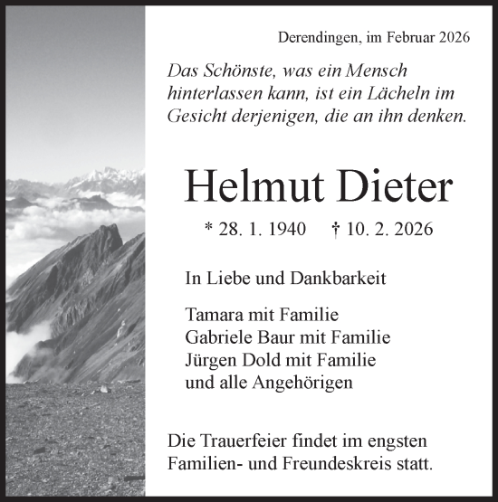 Traueranzeige von Helmut Dieter von Schwäbische Tagblatt