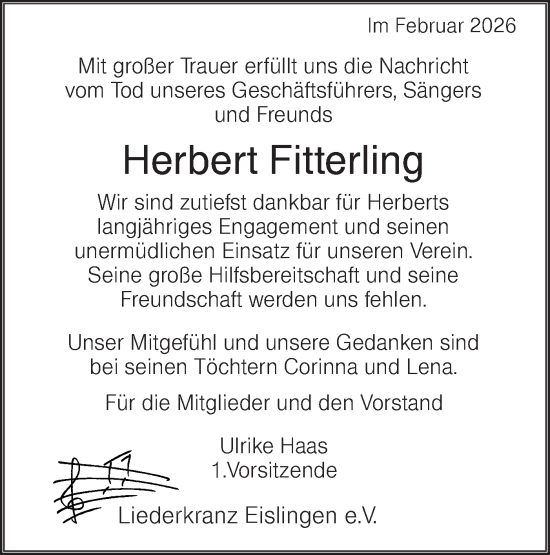 Traueranzeige von Herbert Fitterling von NWZ Neue Württembergische Zeitung