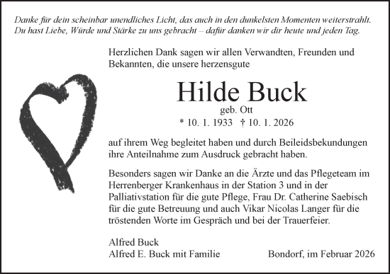 Traueranzeige von Hilde Buck von Schwäbische Tagblatt